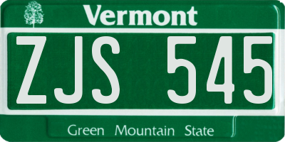 VT license plate ZJS545