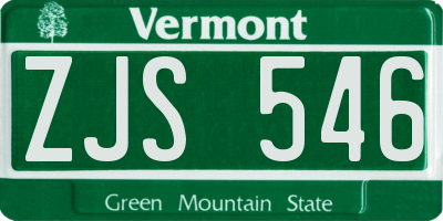 VT license plate ZJS546