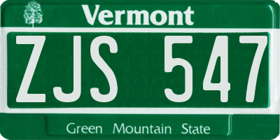 VT license plate ZJS547