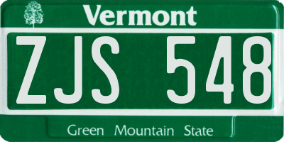 VT license plate ZJS548