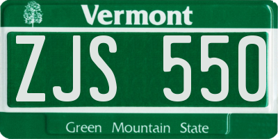 VT license plate ZJS550