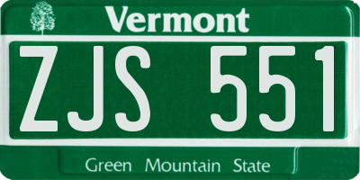 VT license plate ZJS551