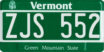 VT license plate ZJS552