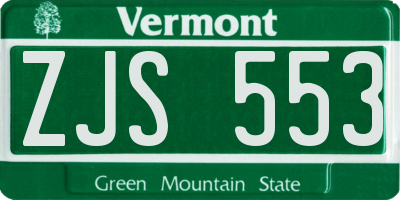 VT license plate ZJS553