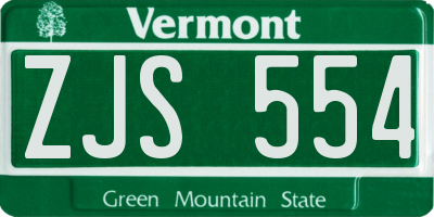 VT license plate ZJS554