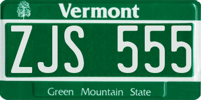VT license plate ZJS555