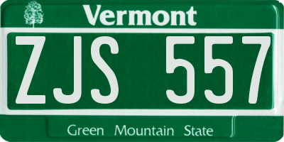 VT license plate ZJS557