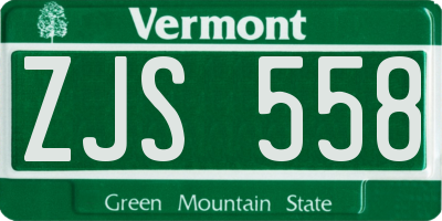 VT license plate ZJS558