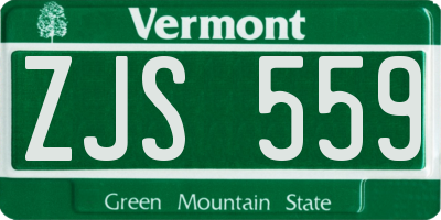 VT license plate ZJS559