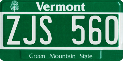 VT license plate ZJS560