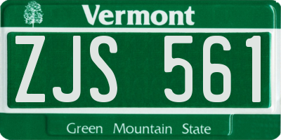 VT license plate ZJS561