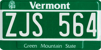 VT license plate ZJS564