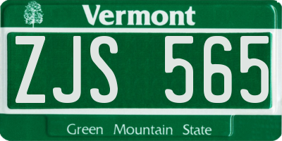 VT license plate ZJS565