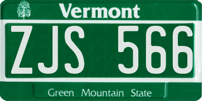 VT license plate ZJS566