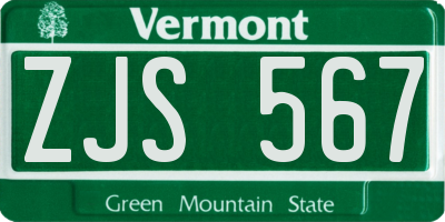 VT license plate ZJS567