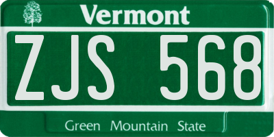 VT license plate ZJS568