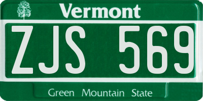 VT license plate ZJS569