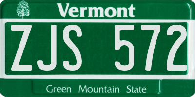 VT license plate ZJS572