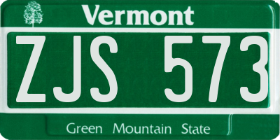 VT license plate ZJS573