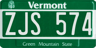 VT license plate ZJS574