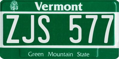 VT license plate ZJS577