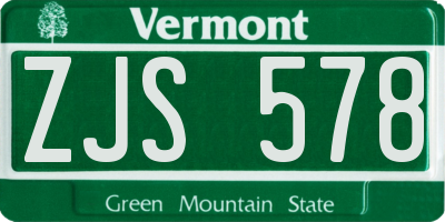 VT license plate ZJS578