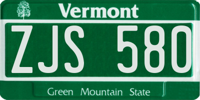 VT license plate ZJS580