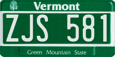 VT license plate ZJS581