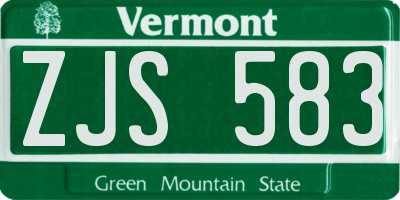 VT license plate ZJS583