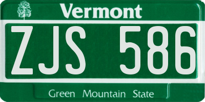VT license plate ZJS586