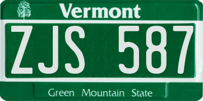 VT license plate ZJS587