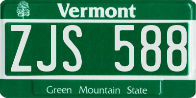 VT license plate ZJS588
