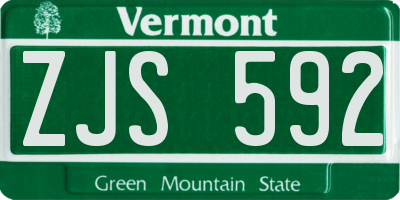 VT license plate ZJS592
