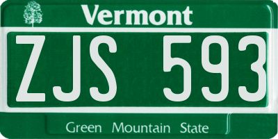 VT license plate ZJS593