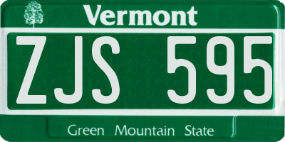 VT license plate ZJS595