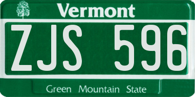 VT license plate ZJS596