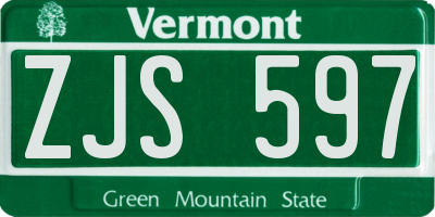 VT license plate ZJS597