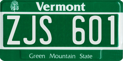 VT license plate ZJS601