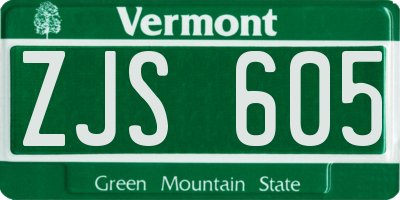 VT license plate ZJS605