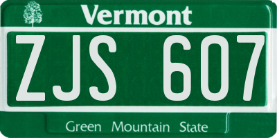 VT license plate ZJS607