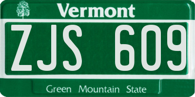 VT license plate ZJS609