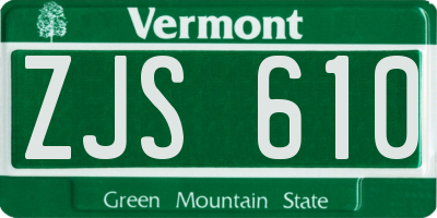 VT license plate ZJS610