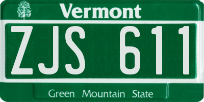 VT license plate ZJS611