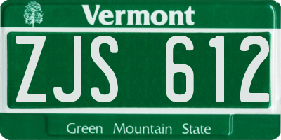 VT license plate ZJS612