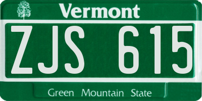 VT license plate ZJS615