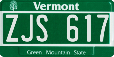 VT license plate ZJS617