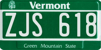 VT license plate ZJS618