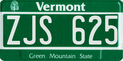 VT license plate ZJS625