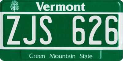 VT license plate ZJS626