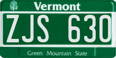 VT license plate ZJS630